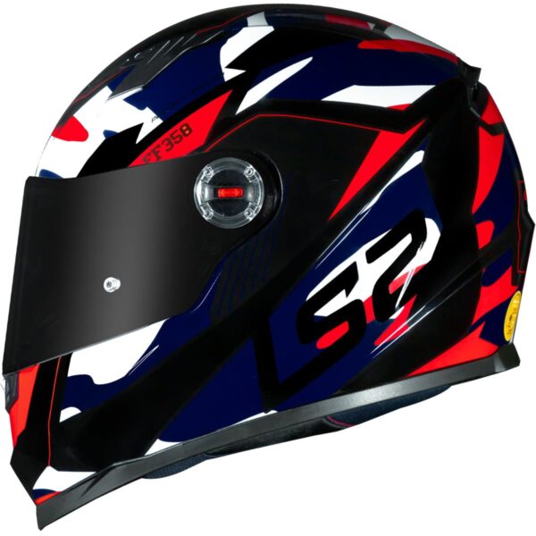 CAPACETE LS2 FF358 TANK AZUL/VERMELHO CAMUFLADO
